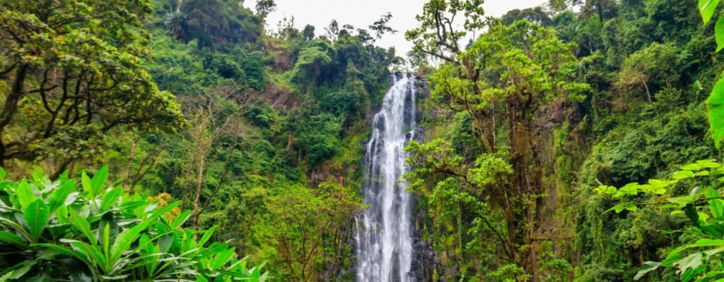 View of Materuni waterfall on the foot of the Kilimanjaro mountain in Tanzania